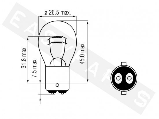 Light bulb BOSMA BAY15D 12V/21-5W Ba15s Wit
